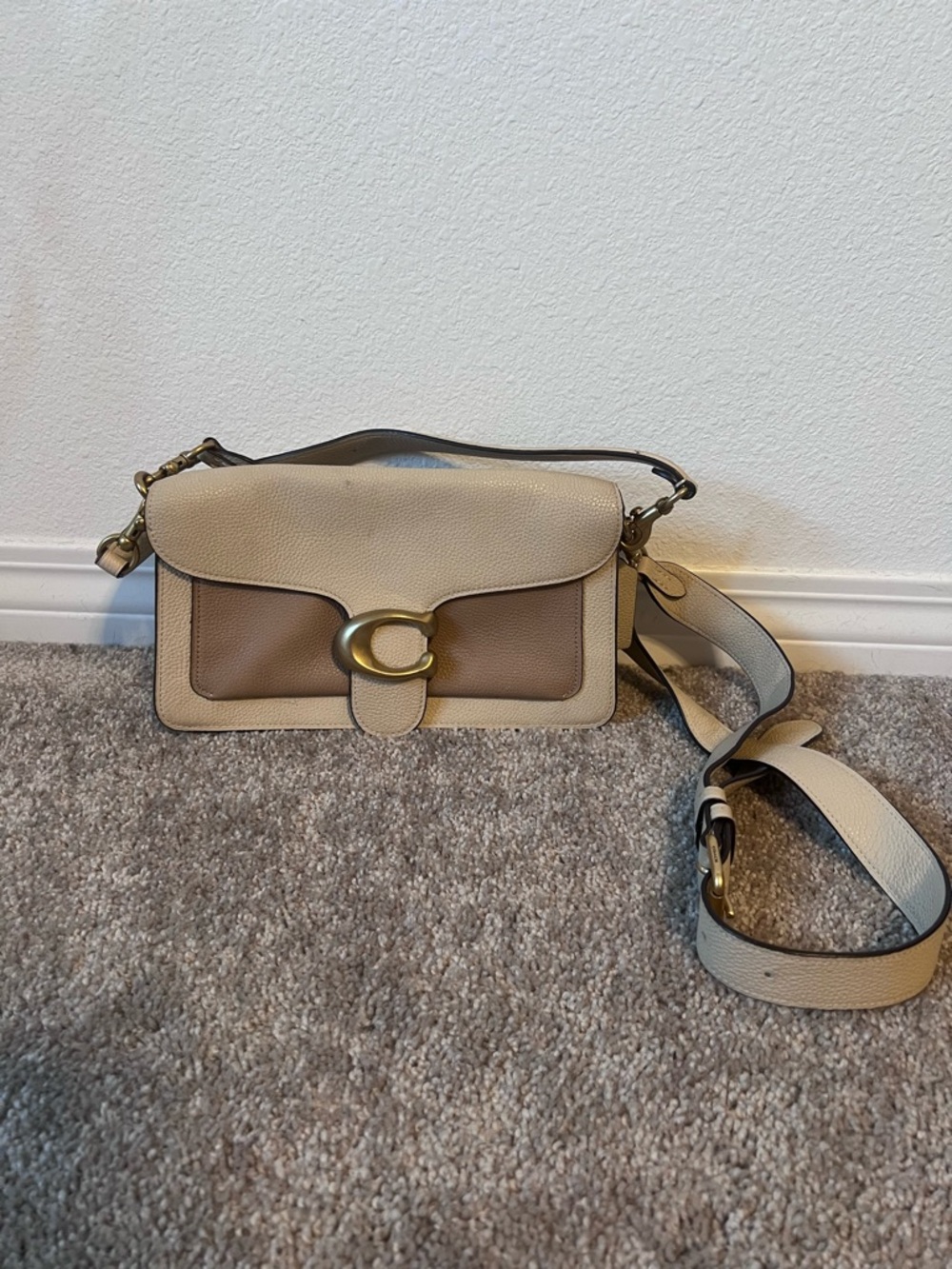 Coach Tabby Messenger Crossbody — Cream & Tan Leather